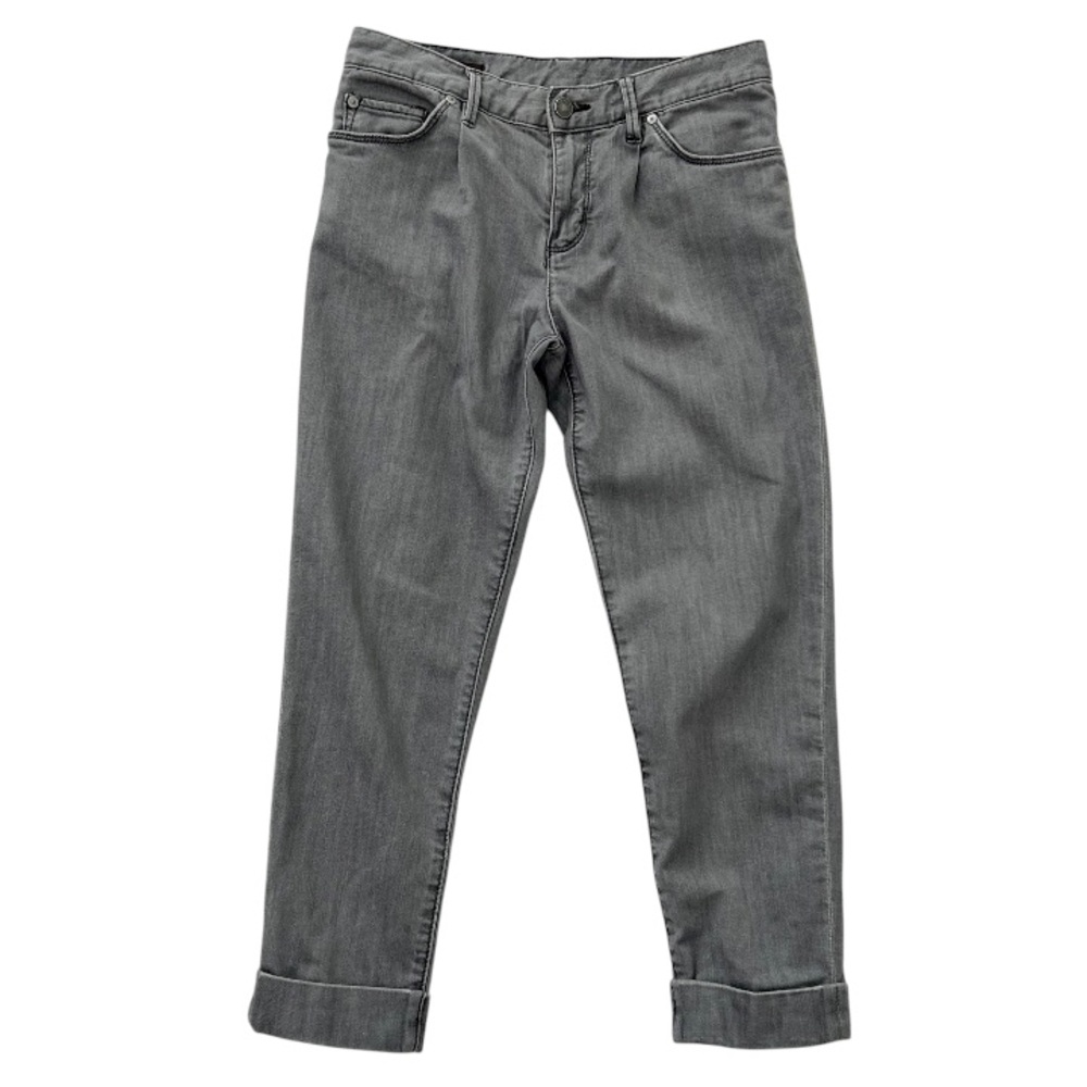 Club Monaco Cropped Pleated Jeans in Grey